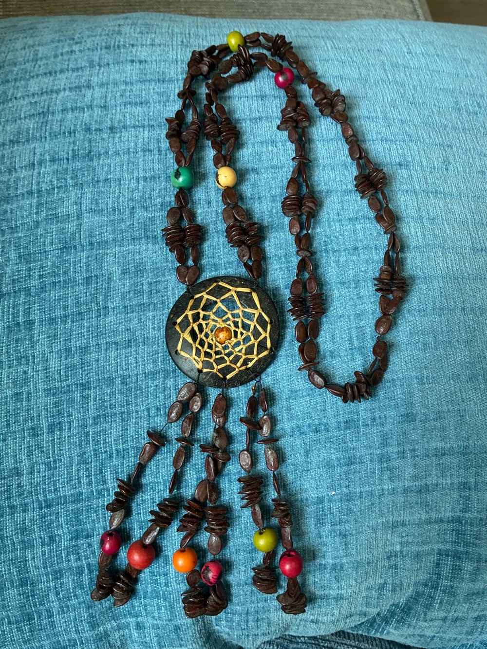 Handmade Dreamcatcher Pendant Necklace with Colorful Beads